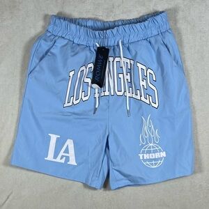 NWT ROMWE Medium Los Angeles LA Light Blue Athletic Shorts